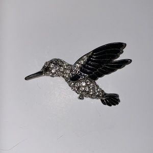 Vintage Enamel and Rhinestone Hummingbird Brooch